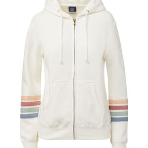 Women's Striped Sleeves Full-Zip Hooded Sweatshirt Thumbnail