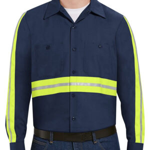 Men's Tall Industrial Enhanced-Visibility Long Sleeve Work Shirt Thumbnail